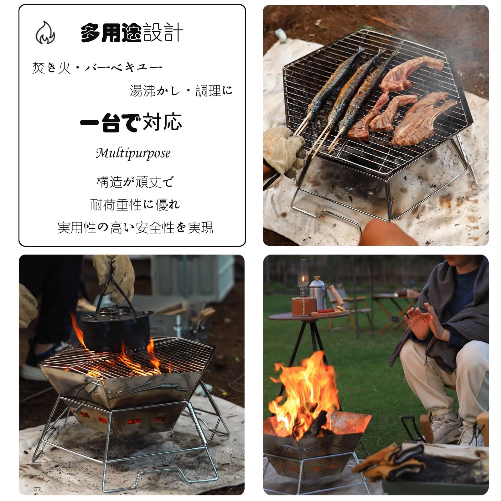 Amazon.co.jp: SLHZM 焚き火台 バーベキュー コンロ 六角形 ステンレス